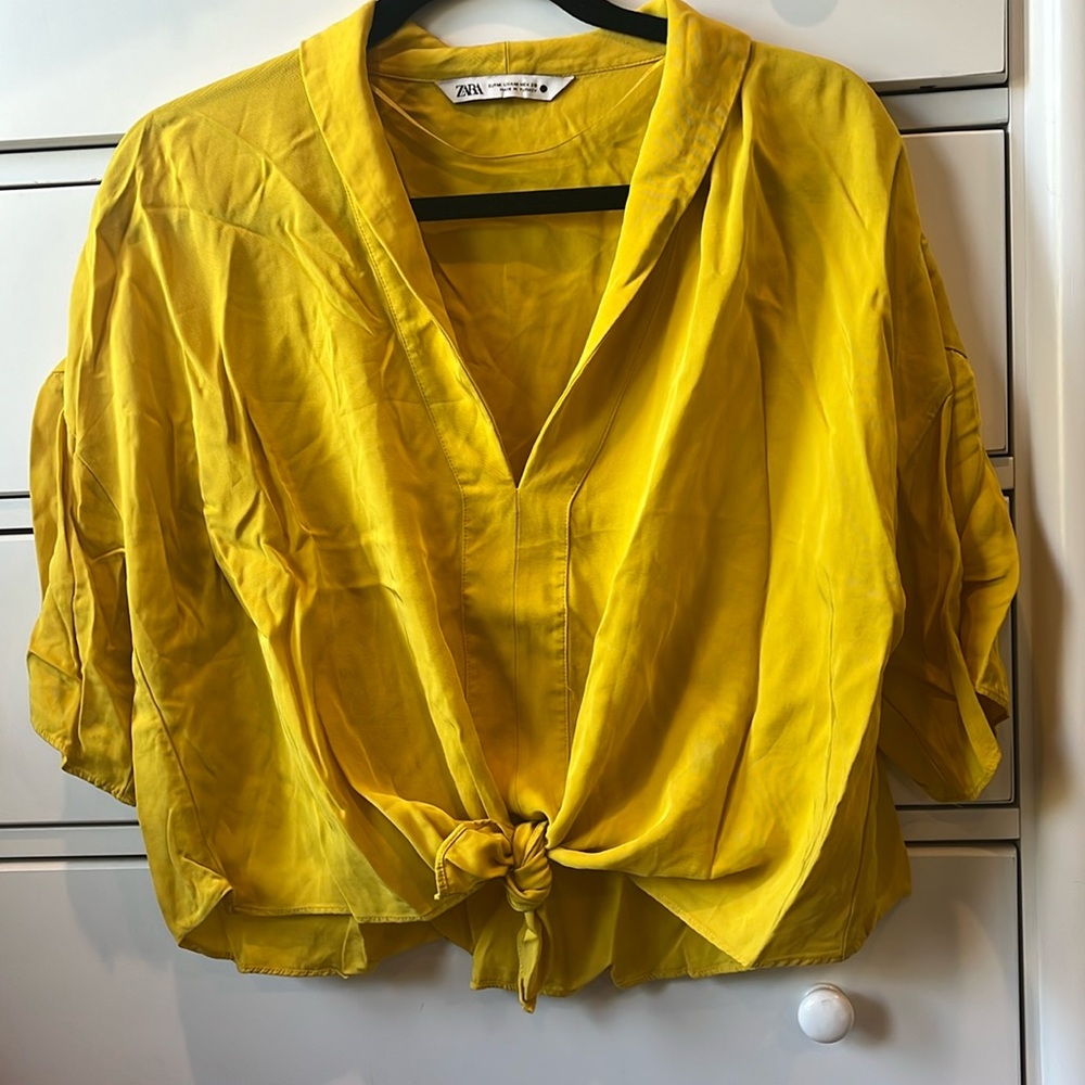 Yellow Zara Blouse With Bottom Tie